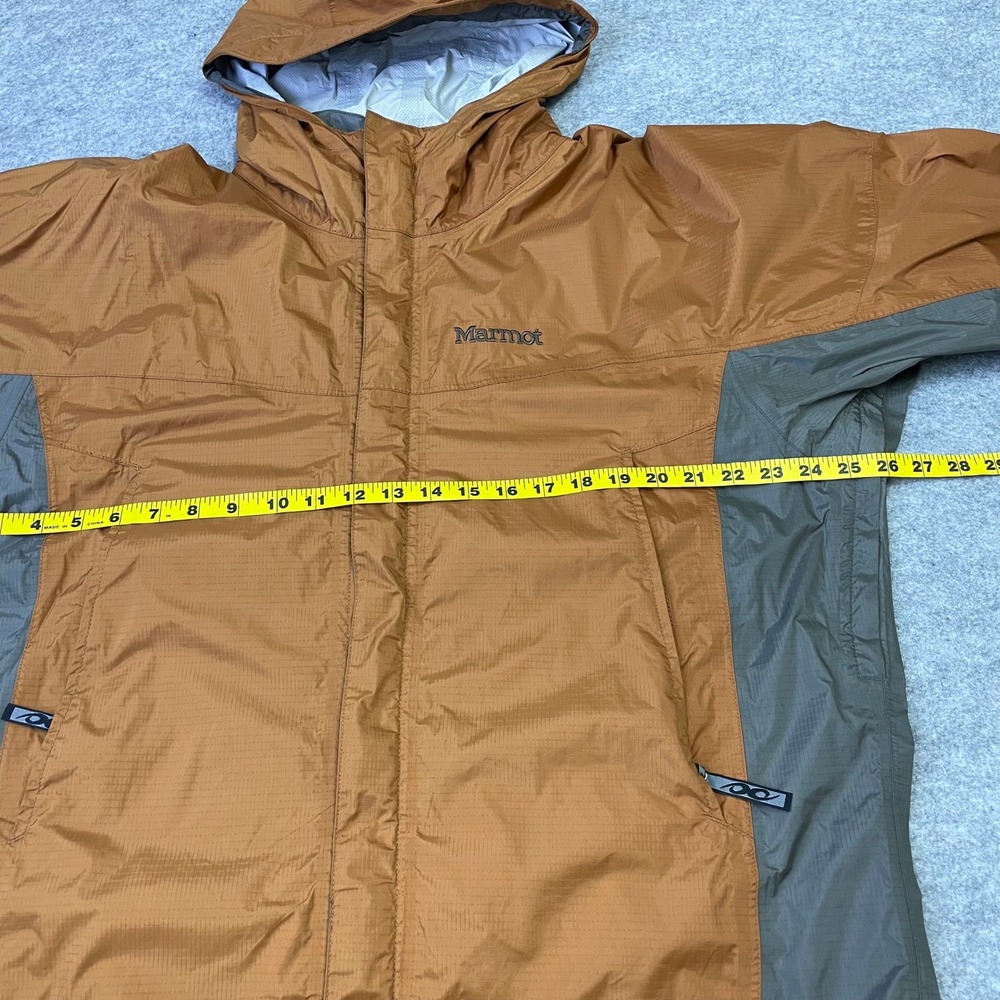 Marmot Mens PreCip Rain Jacket Large Orange Gray Waterproof Hooded Shell Vented - Picture 15 of 16